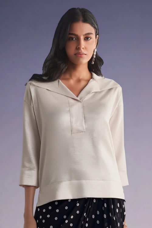 Boxy Satin Popover Top