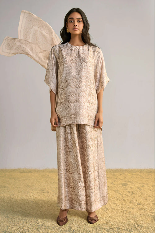 Lace Printed Wide Legged Pant