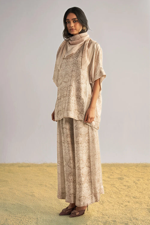 Lace Printed Wide Legged Pant