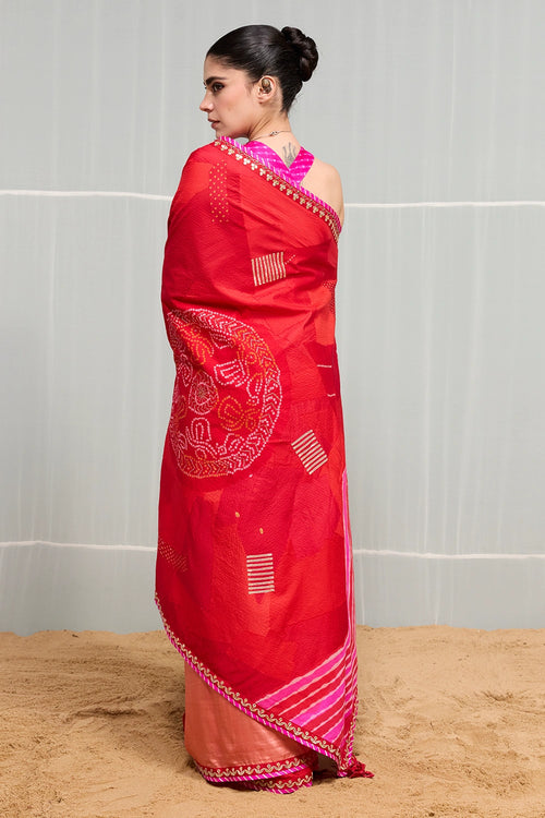Red Rani Boond Saree