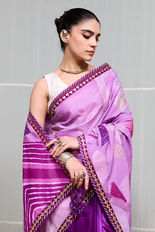 Purple Boond Saree