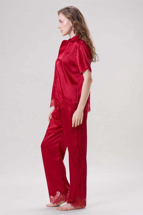 Red Lace Pajama Set