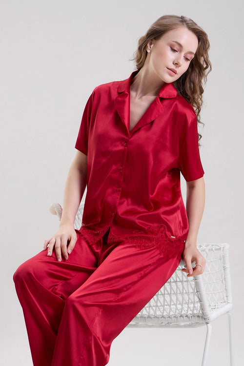 Red Lace Pajama Set