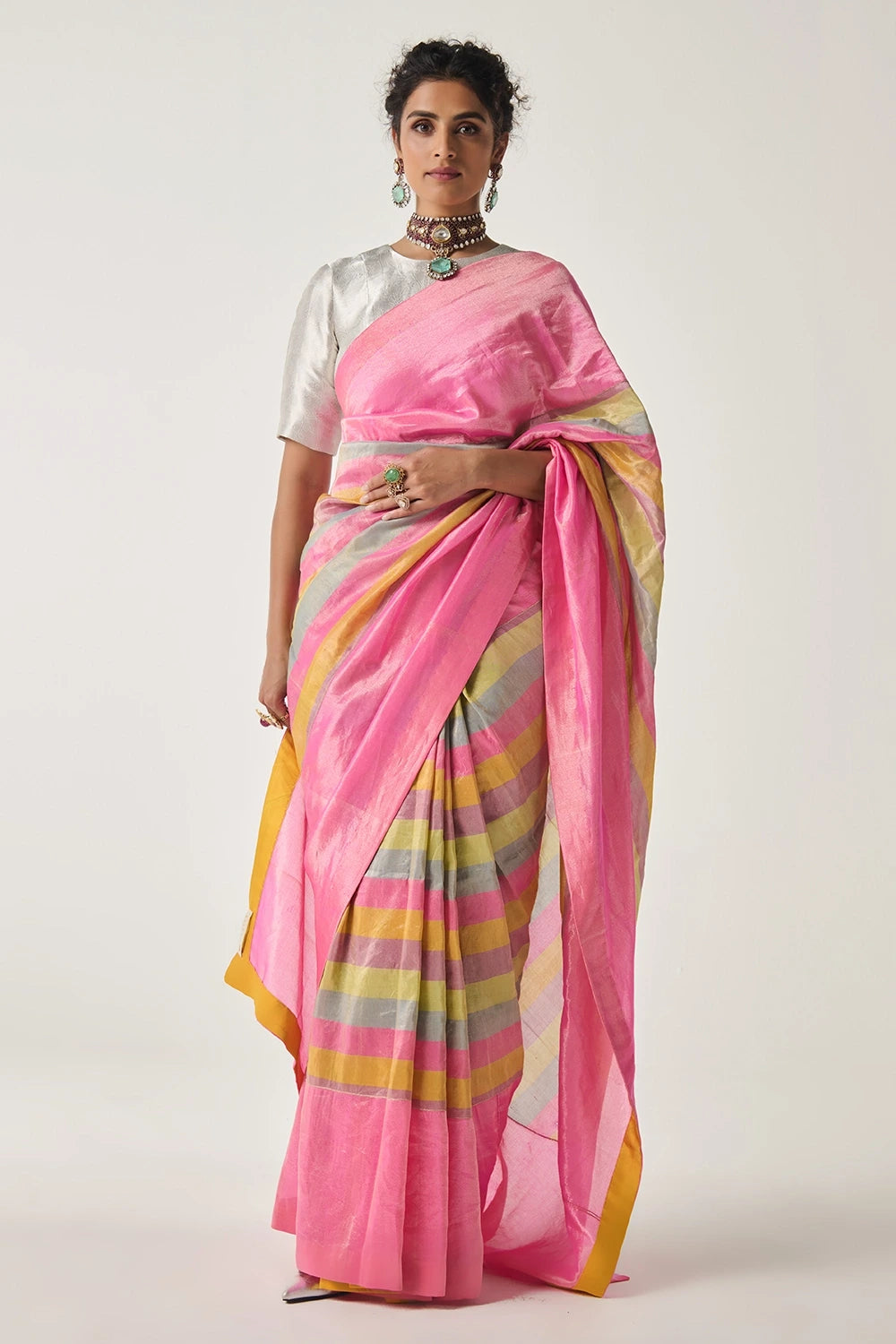 Rangeela Pachranga Tissue Saree With Blouse