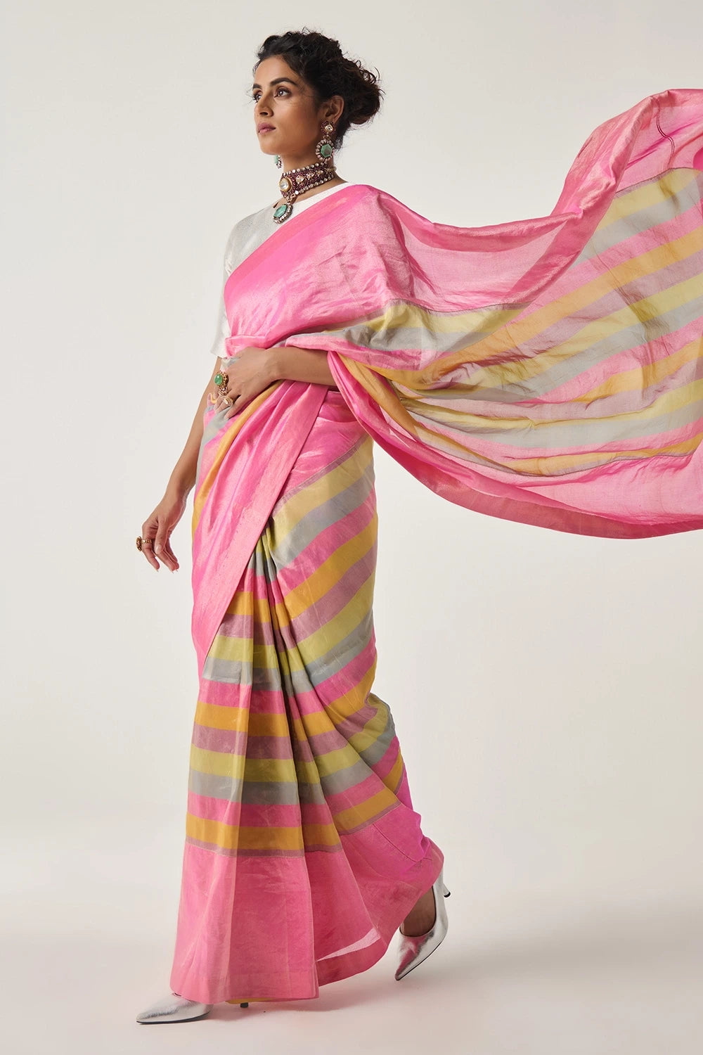 Rangeela Pachranga Tissue Saree With Blouse
