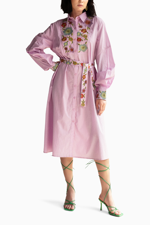 Orchid Bouquet Shirt Dress
