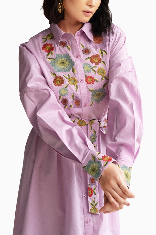 Orchid Bouquet Shirt Dress