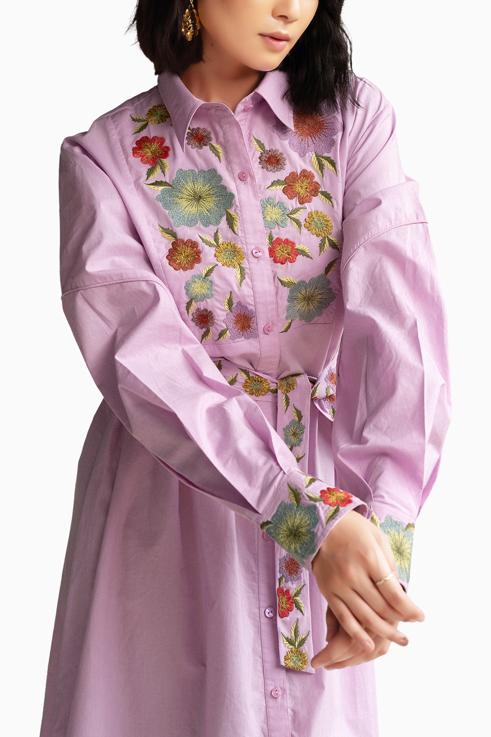 Orchid Bouquet Shirt Dress