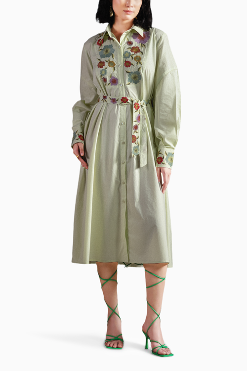 Mint Bouquet Shirt Dress