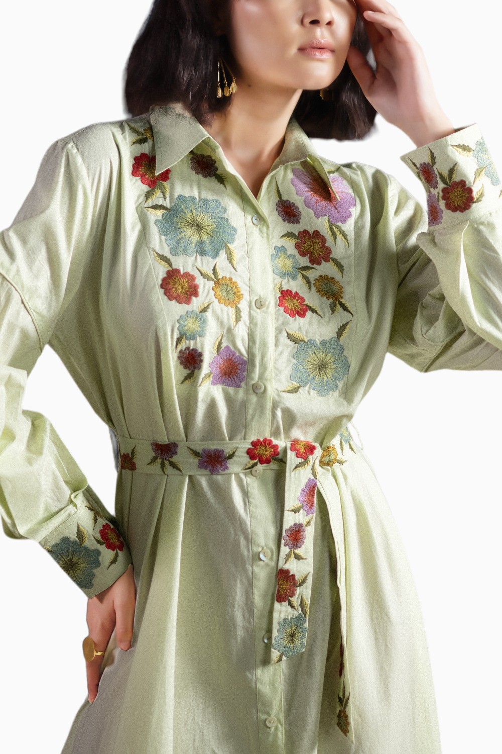 Mint Bouquet Shirt Dress