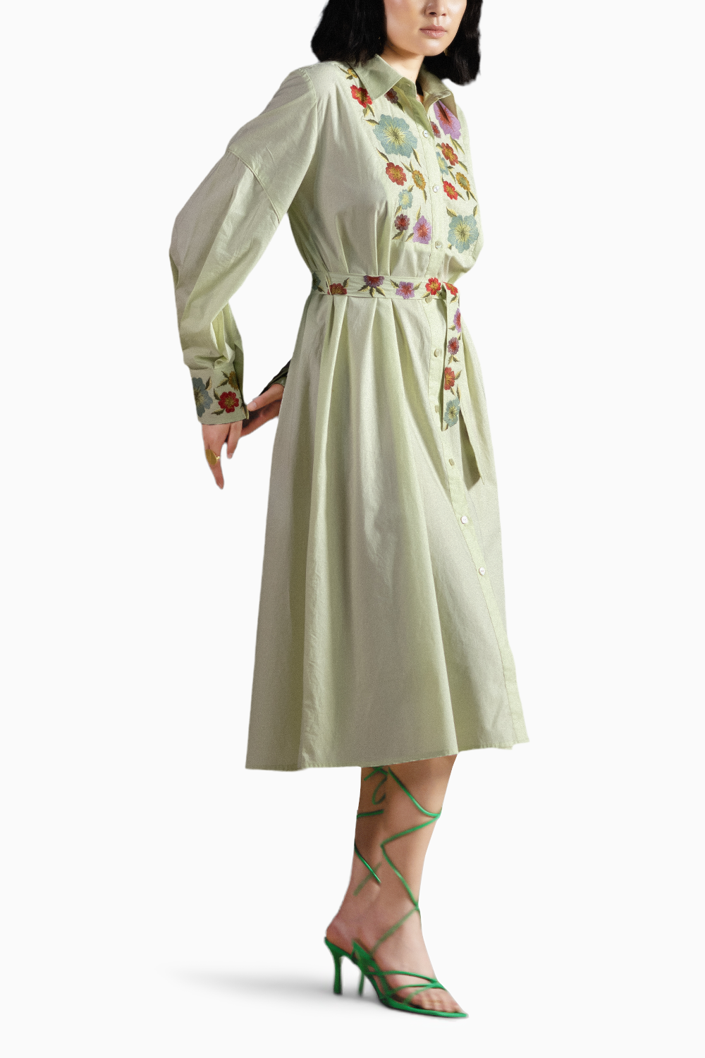 Mint Bouquet Shirt Dress