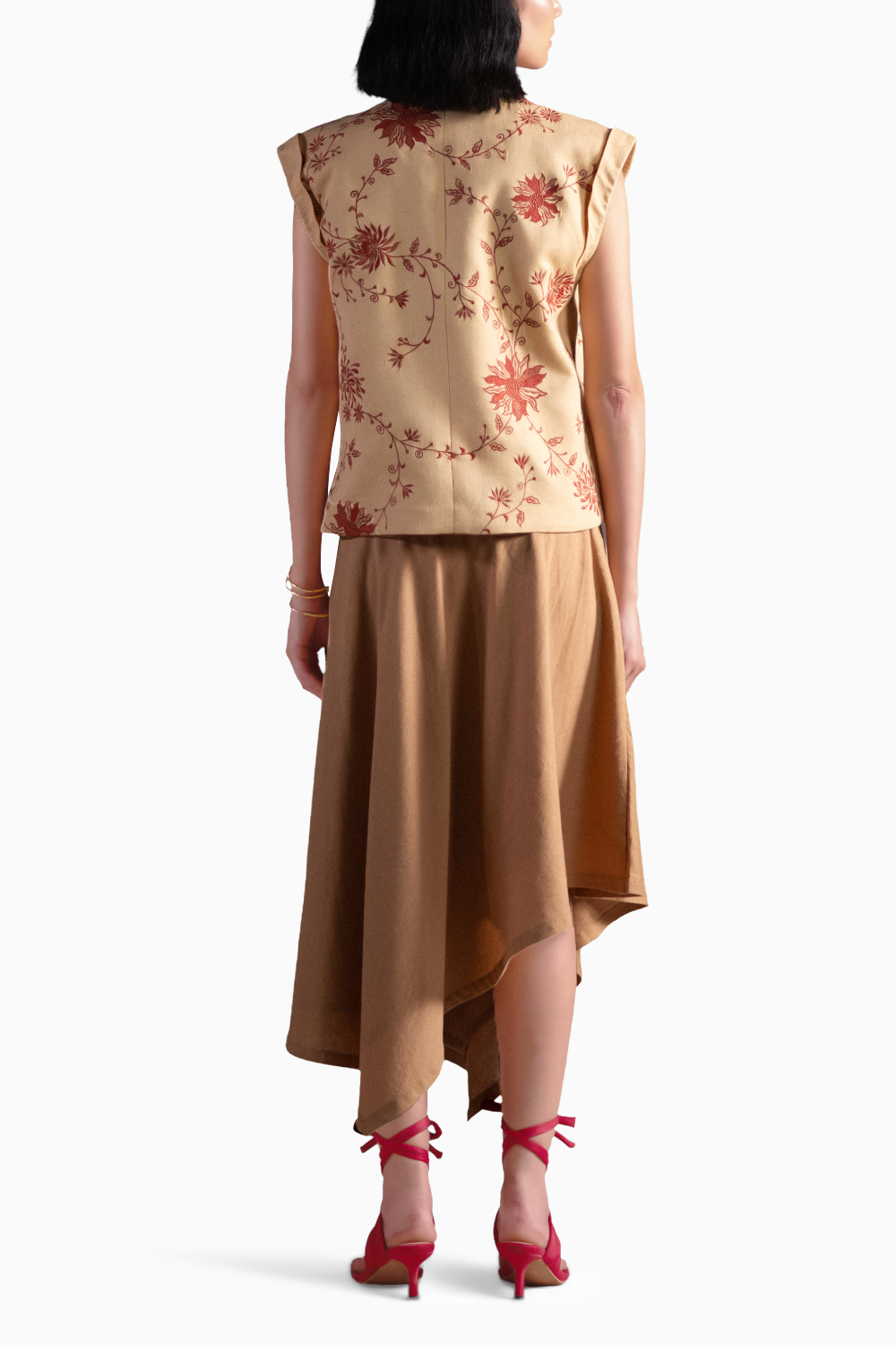 Sunflower Oasis Jacket and Sand Brown Skirt