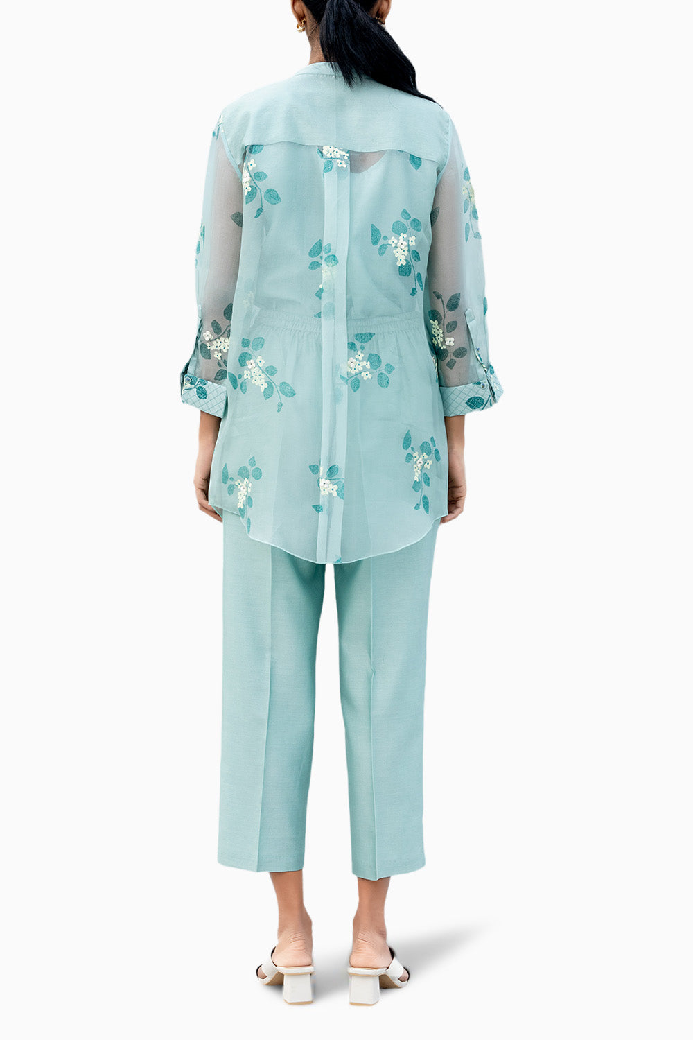 Sakura Printed Mint Shirt and Pant