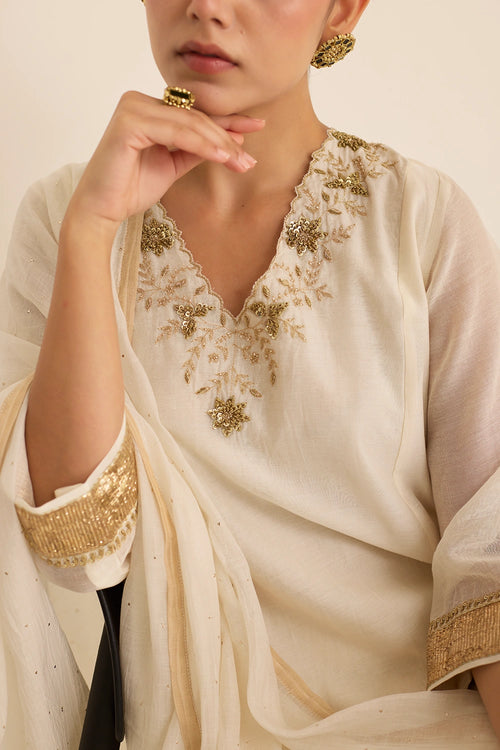 Pearl Mukaish Whisper Kurta Set