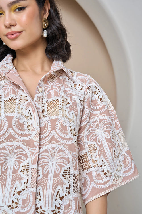 Lace Medallion Shorts Set