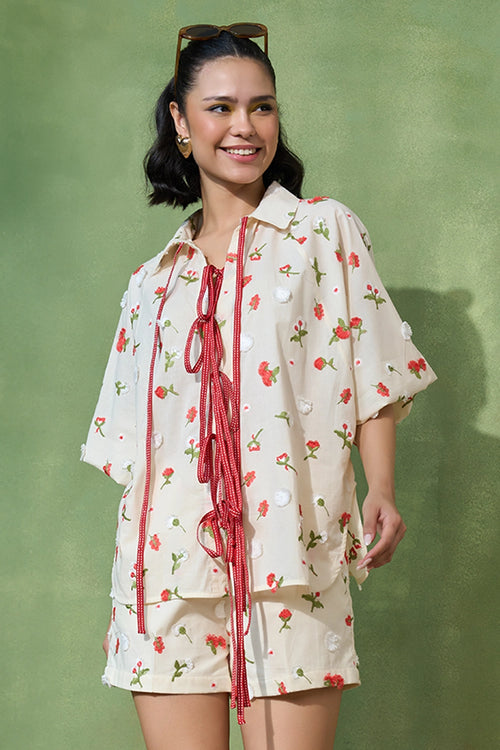 Rosy Flora Tie up Co-ord set