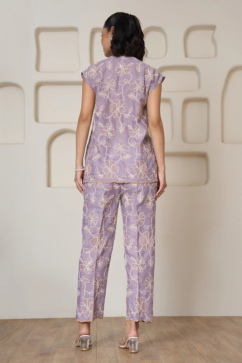 Lilac Whisper Embroidered Co-ord Set