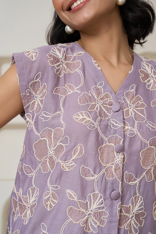 Lilac Whisper Embroidered Co-ord Set
