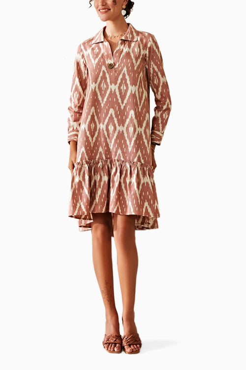 Rise and Fall Ikat Brown Dress
