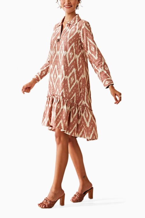 Rise and Fall Ikat Brown Dress