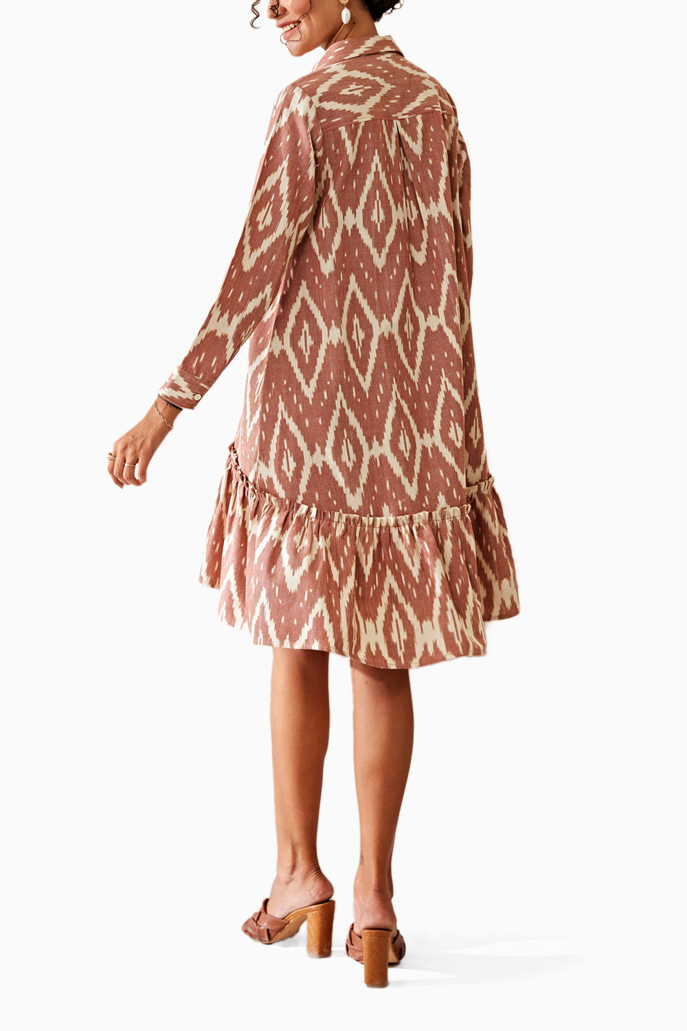 Rise and Fall Ikat Brown Dress