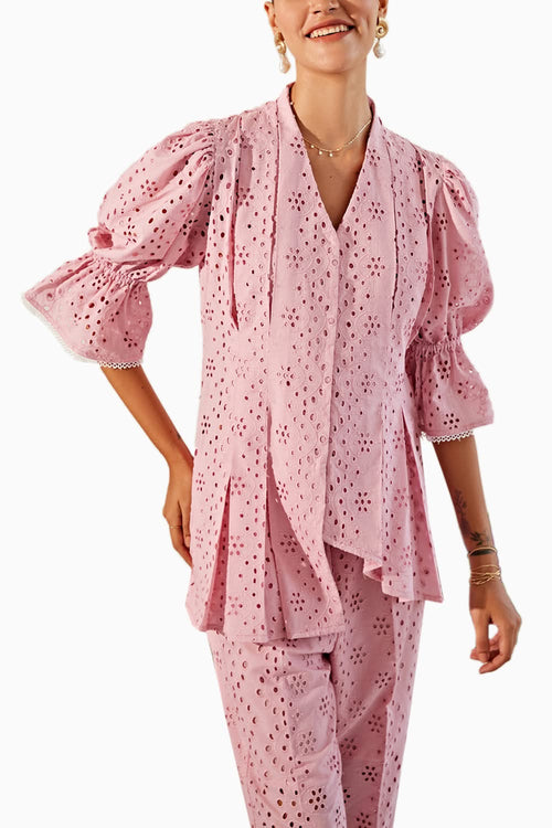 Roseate Pink Juliet Sleeve Co-ord Set