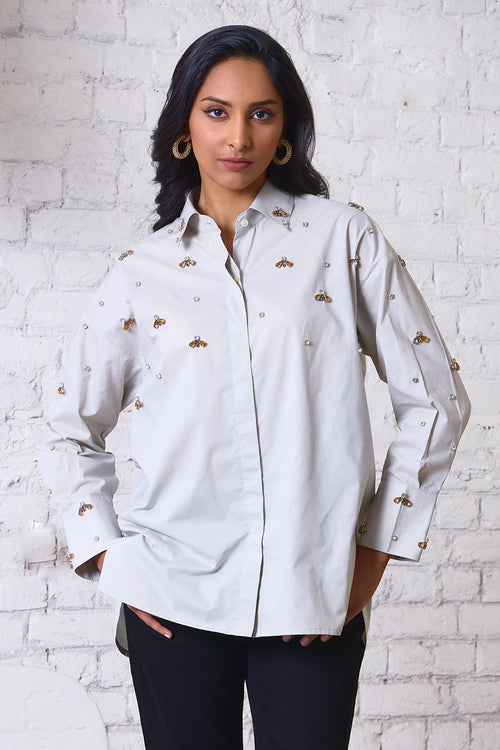 Bejeweled Bee Embellished Shirt
