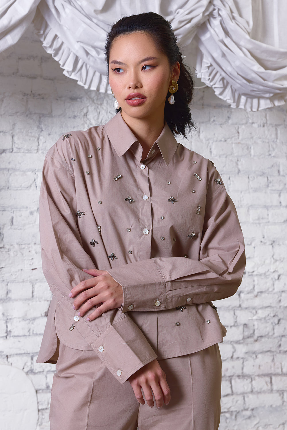 Sandstone Embellished Shirt