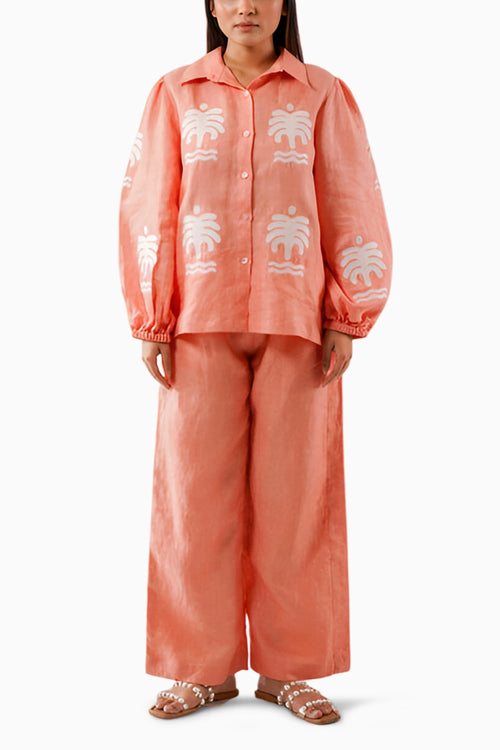 Peach Palm Drift Co-ord Set