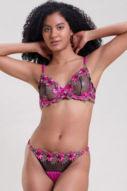 Iris Embroidered Balconette Bra and Thong Set
