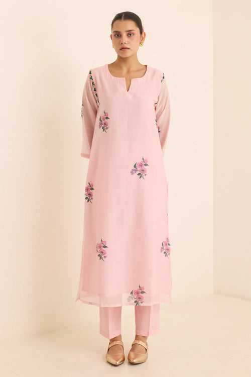 Rene Claret Chanderi Embroidered Kurta Set