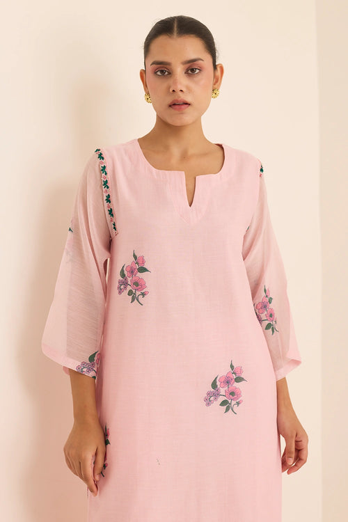 Rene Claret Chanderi Embroidered Kurta Set