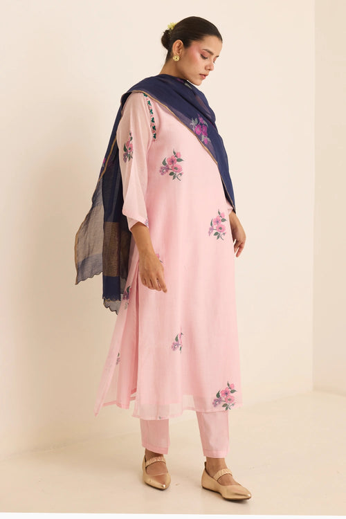 Rene Claret Chanderi Embroidered Kurta Set