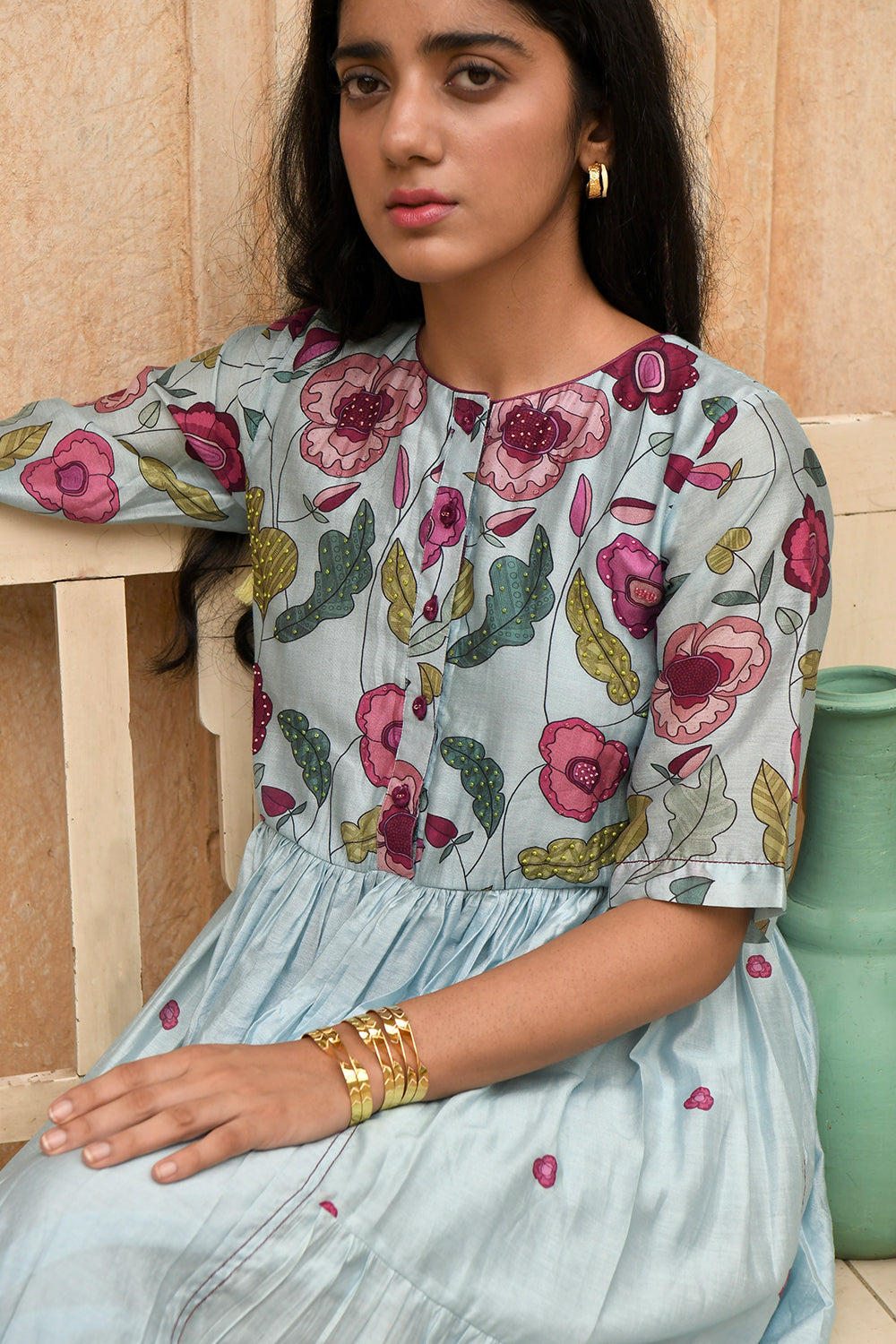 Blue Daisy Kurta Set