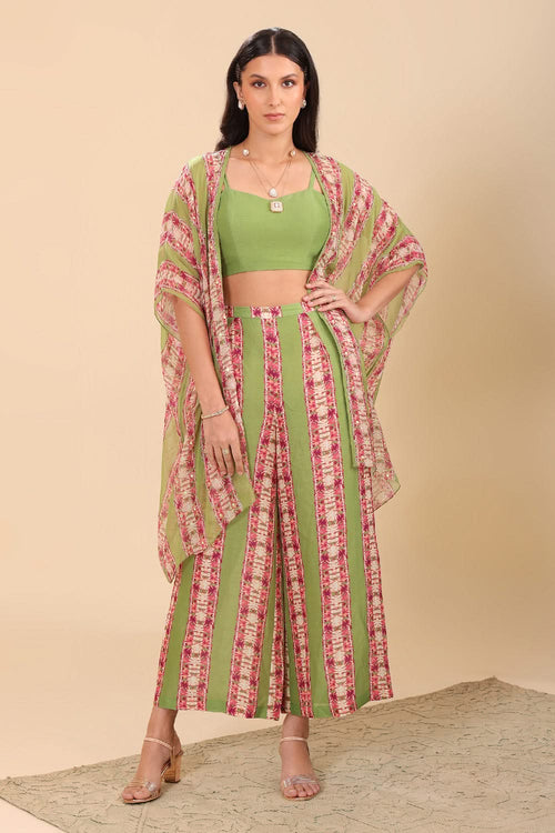 Naqsh Embellished Palazzo Set With Cape