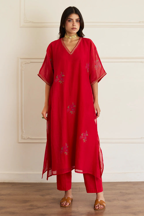 Ruby Glow Silk Co-ord Set