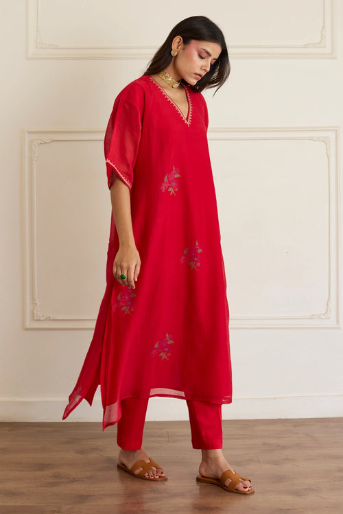 Ruby Glow Silk Co-ord Set