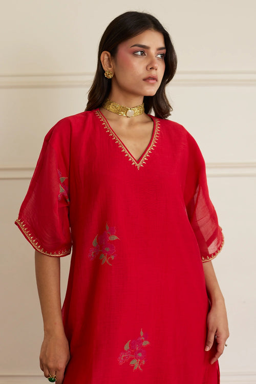 Ruby Glow Silk Co-ord Set