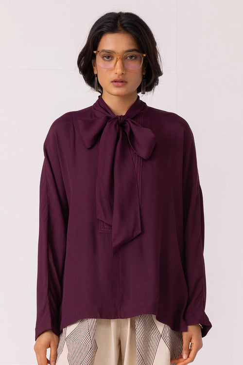 Celie Wine Tie Top