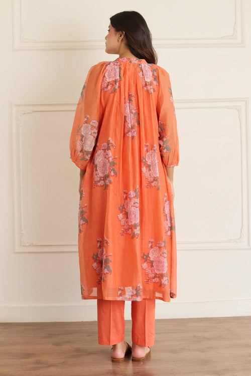 Saffron Sunset Chanderi Co-ord Set