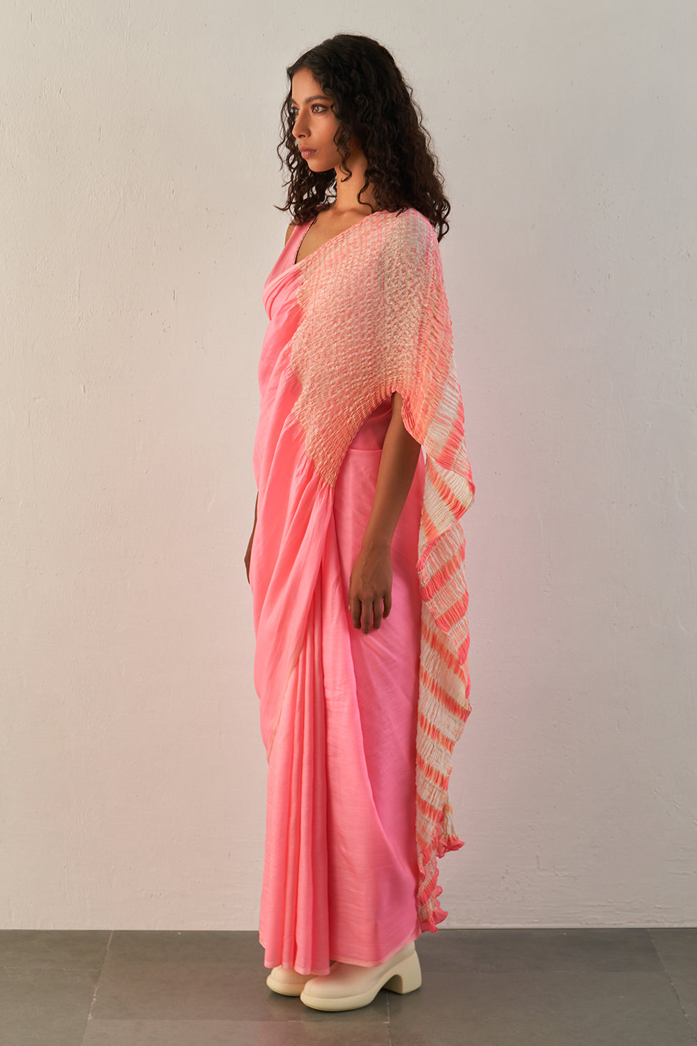 Pink Flow Saree