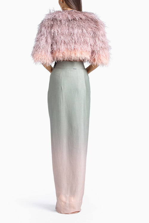 Stone To Salmon Pink Ombre Draped Skirt