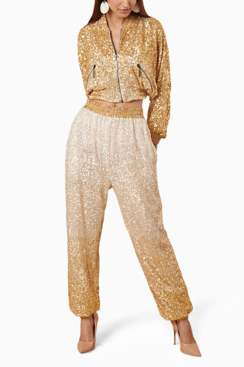 Gilded Vanilla Ombre Bling Joggers