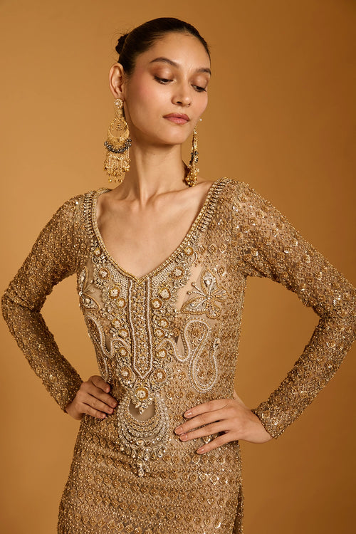 Trifecta Gold Necklace Sheer Kaftan