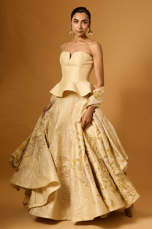 Trifecta Vanilla Peplum Lehenga