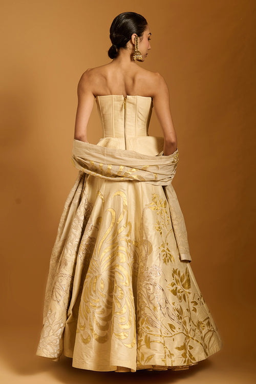 Trifecta Vanilla Peplum Lehenga