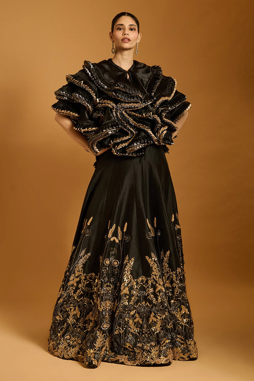 Trifecta Black Farmstead Lehenga
