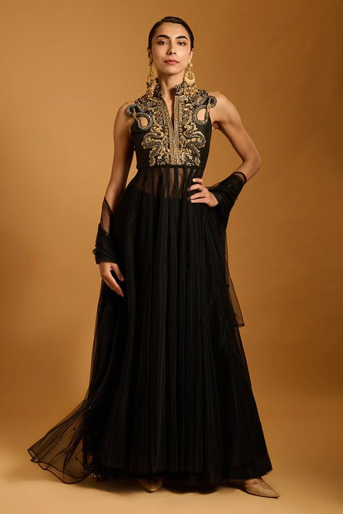 Trifecta Black Serpent Anarkali