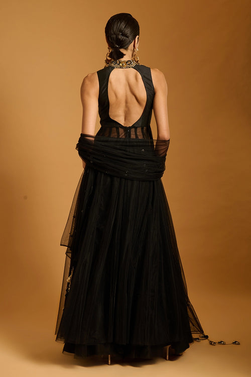 Trifecta Black Serpent Anarkali