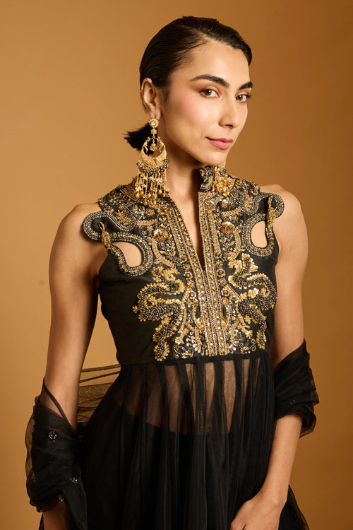 Trifecta Black Serpent Anarkali